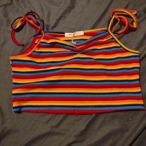 Colorful Striped Ruched Cami